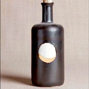 West Elm Honeycomb Studio Waxing Moon Bottle In Metallic Black